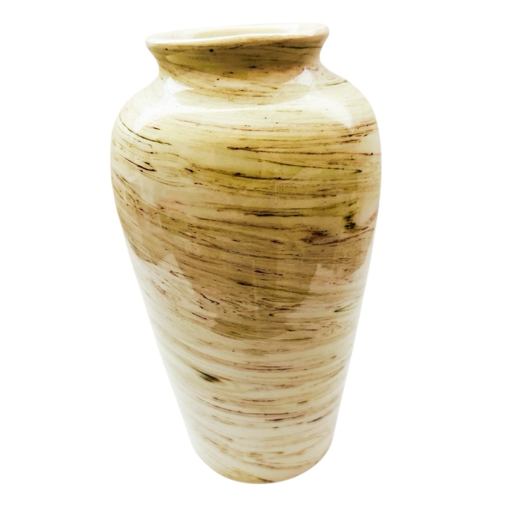Vintage Flavia Montelupo ITALY Mid Century Modern Cream Swirl Vase